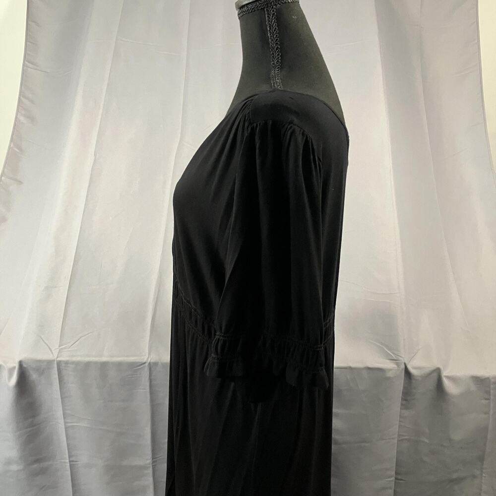 Max Studio Dress Womens Large Black 3/4 Sleeve Midi Ruffle V Neck Stretch - Picture 15 of 15